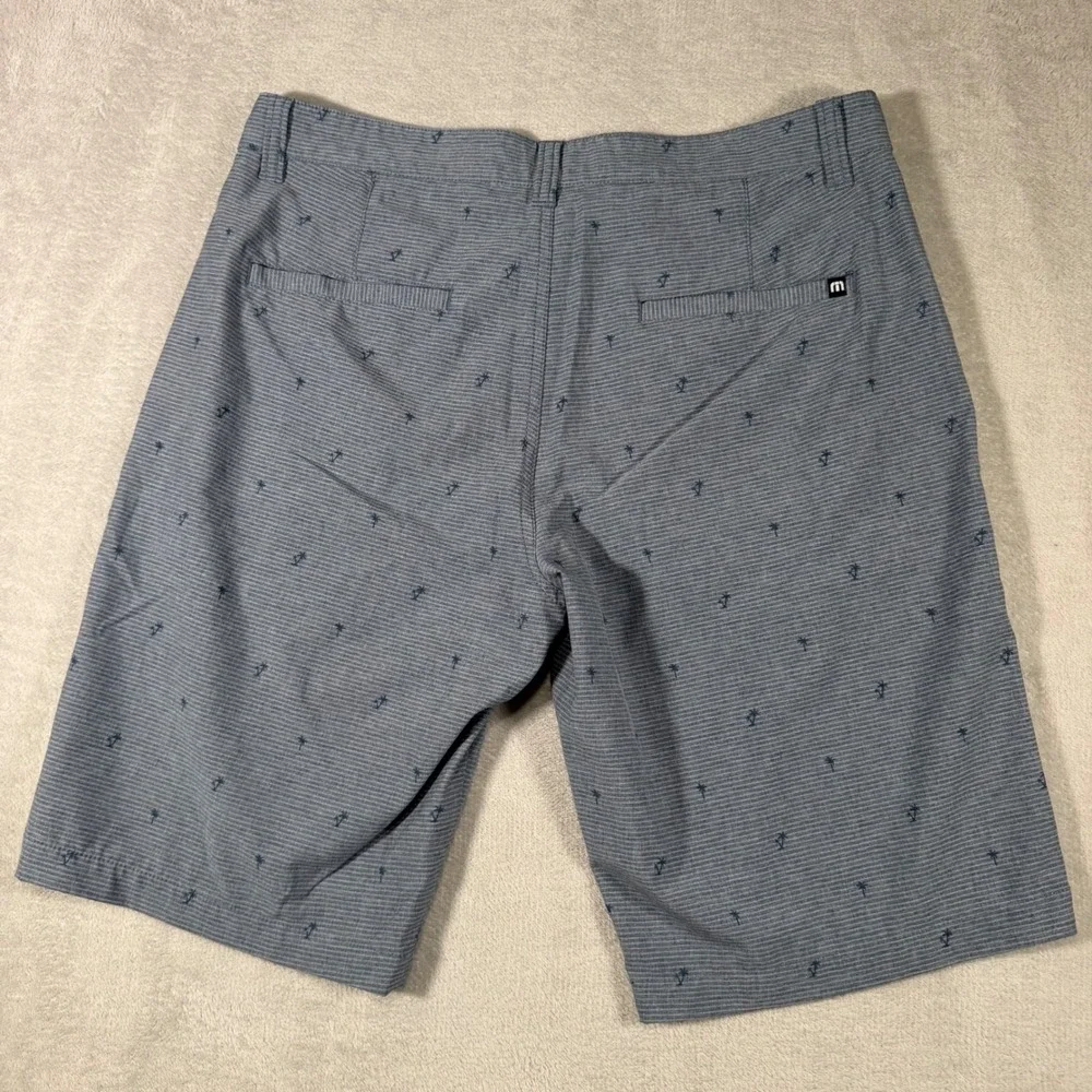 TravisMathew‎ Mens Blue Striped Palm Tree Golf Shorts 1MU342 Size 34